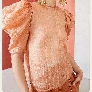 Ulla Johnson Arleigh ruffle sleeve Black Silk Blouse, size 4